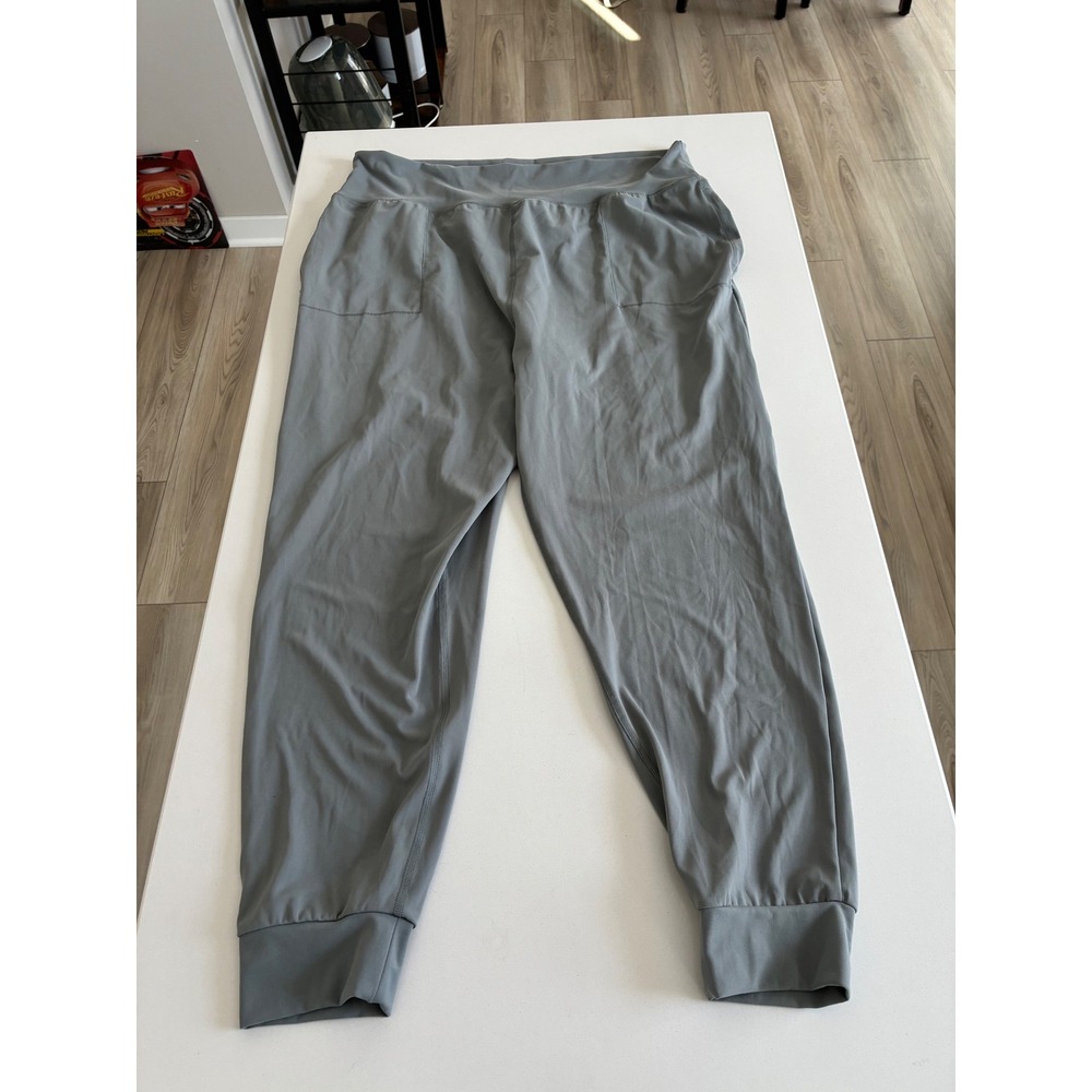 Crane Women Grey Jogger‎ Pants Elastic Waist Cuffed Ankle Athleisure XL